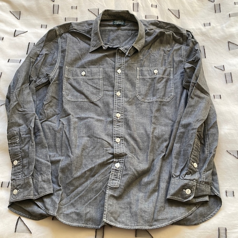 J Cree Mens Black Chambray Workwear Shirt